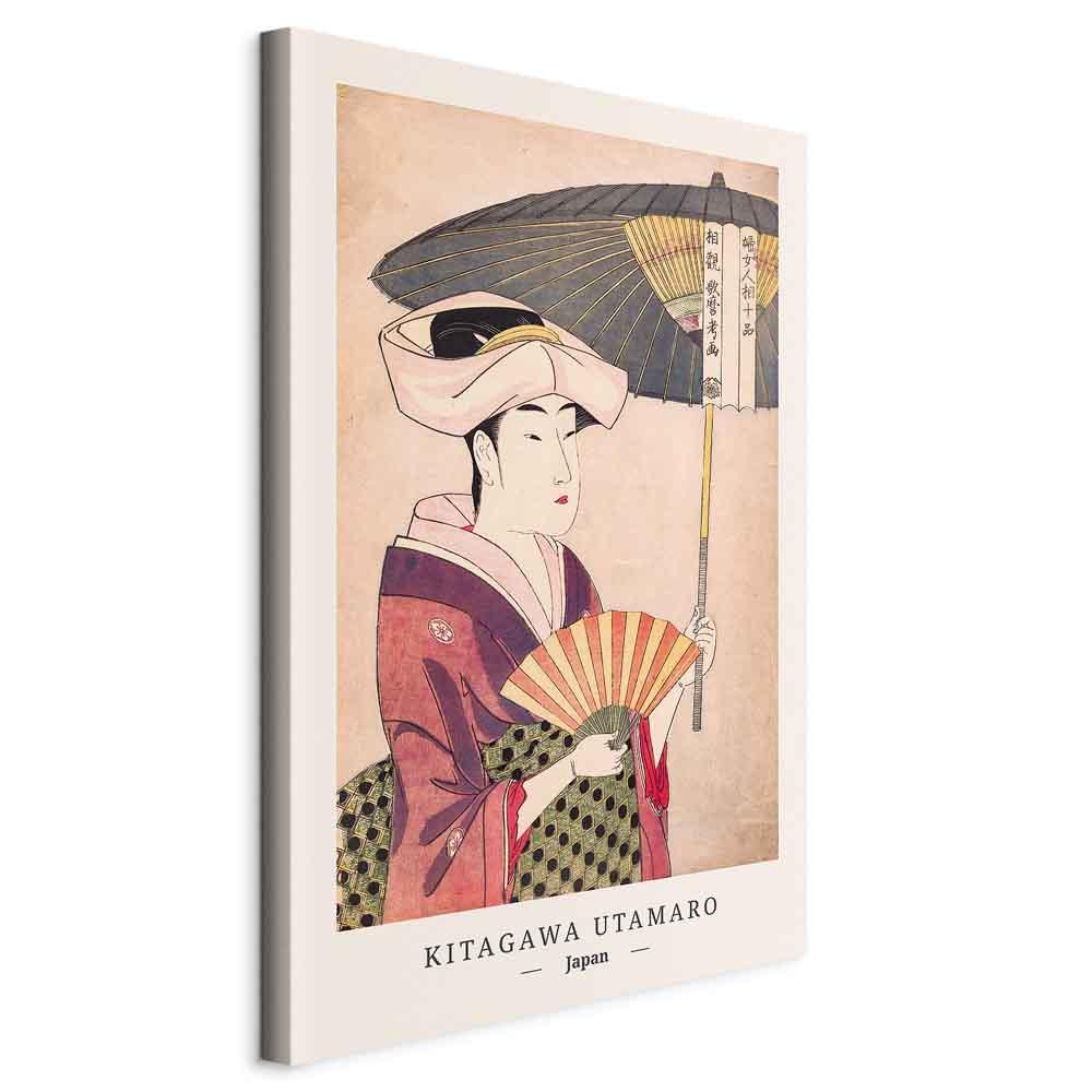 Lærredsbillede Kitagawa Utamaro - Kvinde med paraply, lodret - 40 x 60 cm - Standard