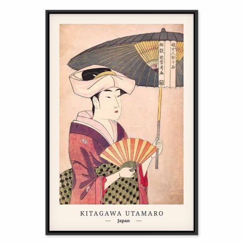 Lærredsbillede Kitagawa Utamaro - Kvinde med paraply, lodret