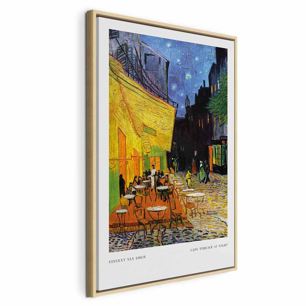 Vincent van Gogh billede på lærred - Caféterrasse om natten, lodret - 40 x 60 cm - I en naturlig træramme