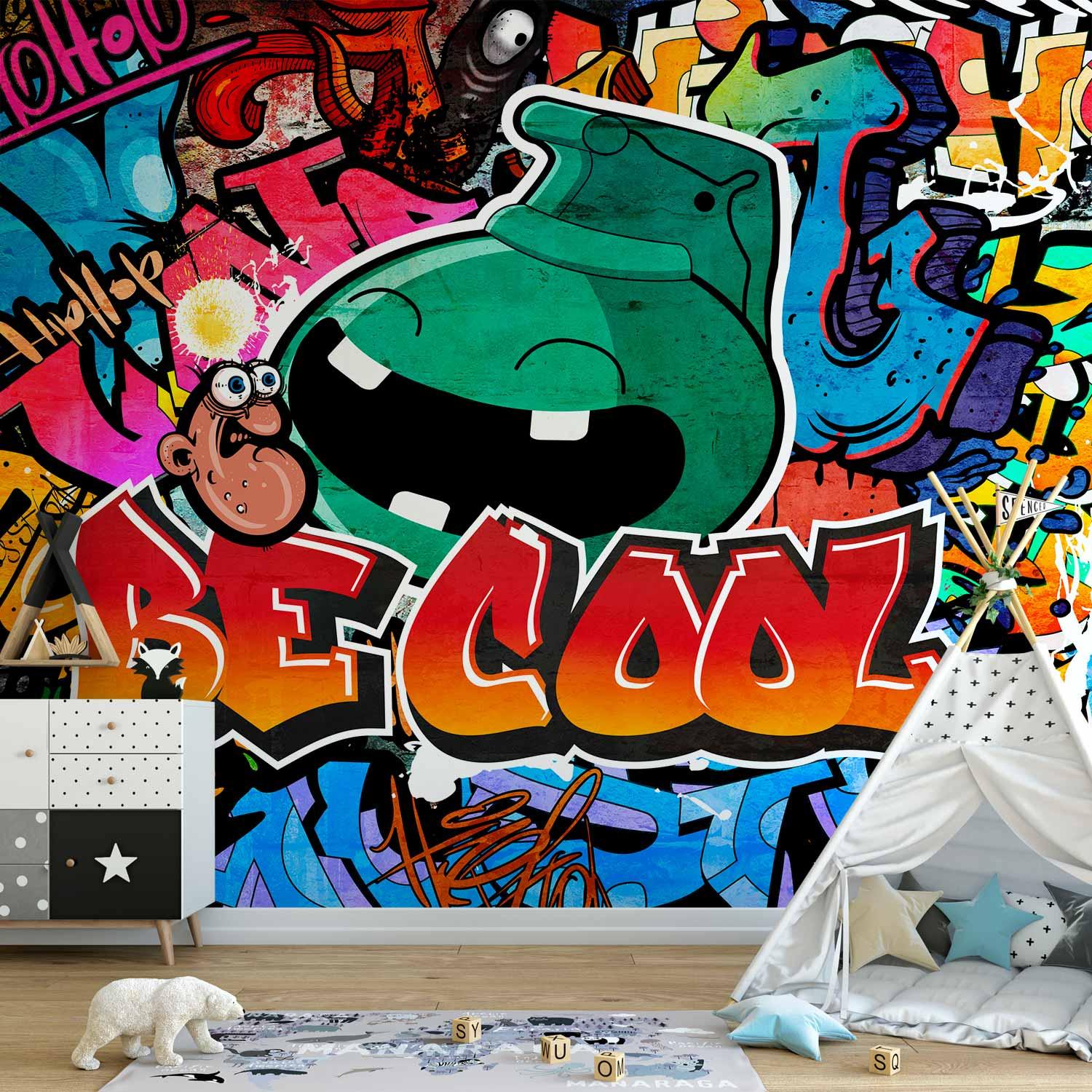 Fototapet Be Cool - graffiti fototapet til væggen - 400 x 280 cm - Vandtæt