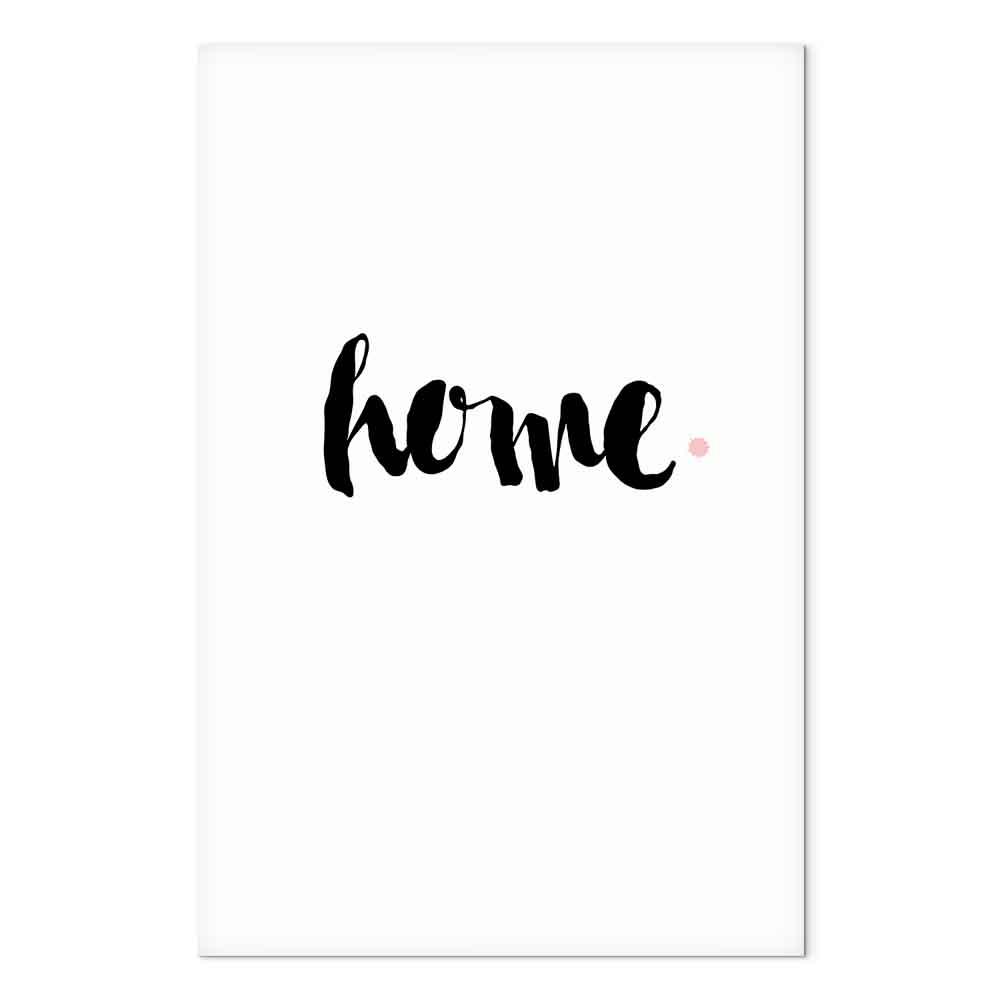 Lærredsbillede med citat Home - 1 del, lodret vægdekoration - 60 x 90 cm - Akustisk