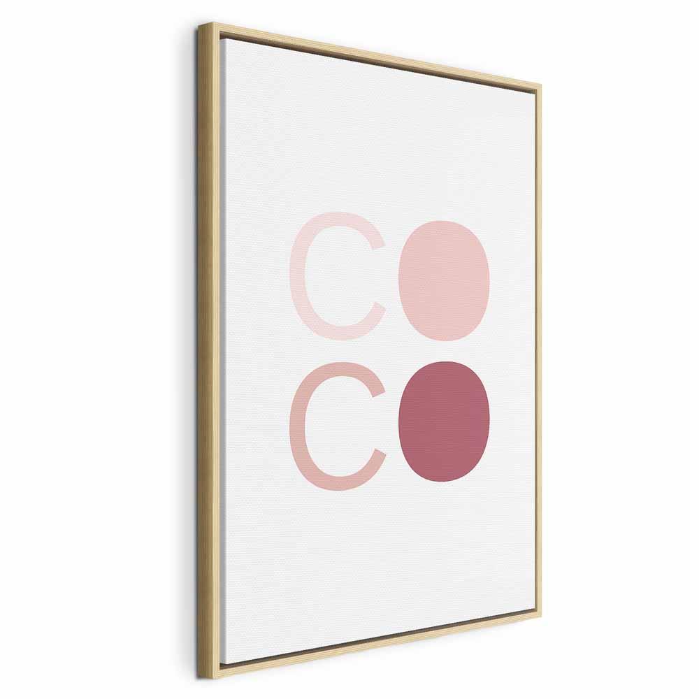 Lærredsbillede Pink Coco - lodret vægbillede i 1 del - 40 x 60 cm - I en naturlig træramme