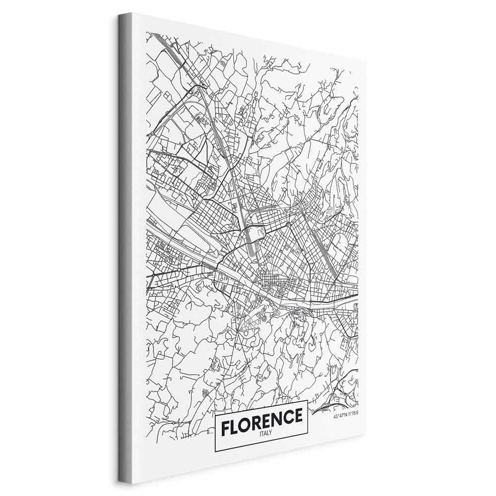 Lærredsbillede med kort over Firenze - 1-delt lodret vægdekoration - 60 x 90 cm - Standard