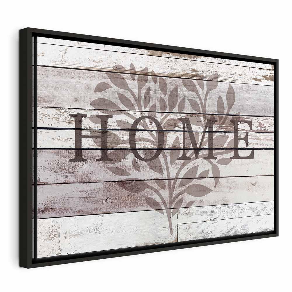 Lærredsbillede Home med naturmotiv - bredformat - 90 x 60 cm - I en sort træramme