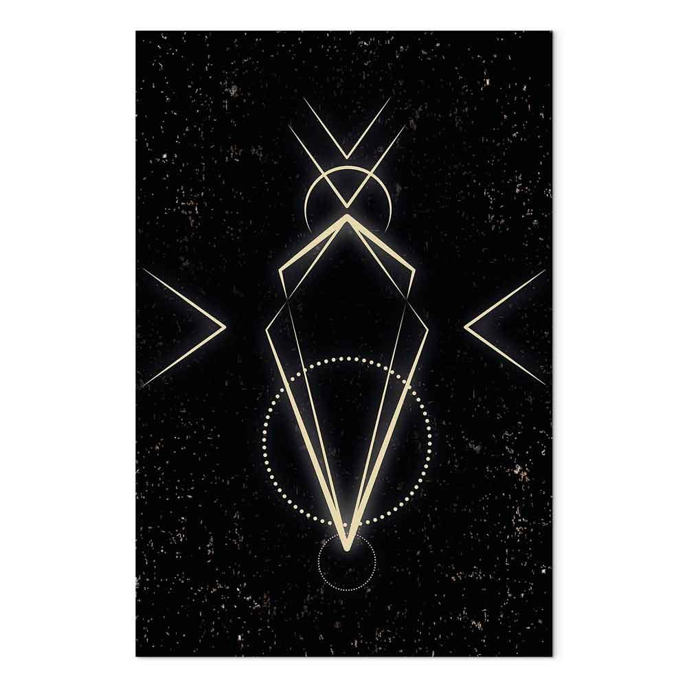 Billede på lærred - Symmetry of Shapes - grafisk motiv i sort abstrakt vægdekoration - 80 x 120 cm - Premium Print