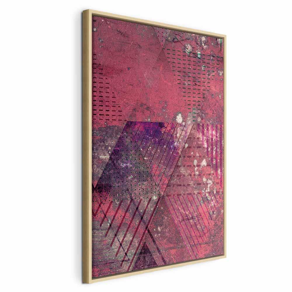 Billede på lærred - Crimson Abstraction lodret abstrakt vægdekoration i 1 del - 80 x 120 cm - I en naturlig træramme