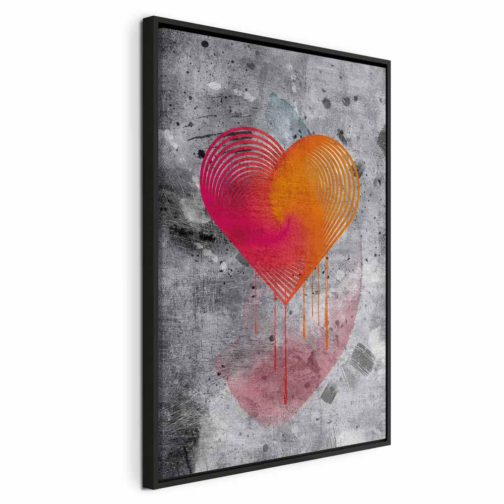 Lærredsbillede Oprigtig tilståelse - 1-delt vertikalt billede med abstrakt hjerte - 80 x 120 cm - I en sort træramme