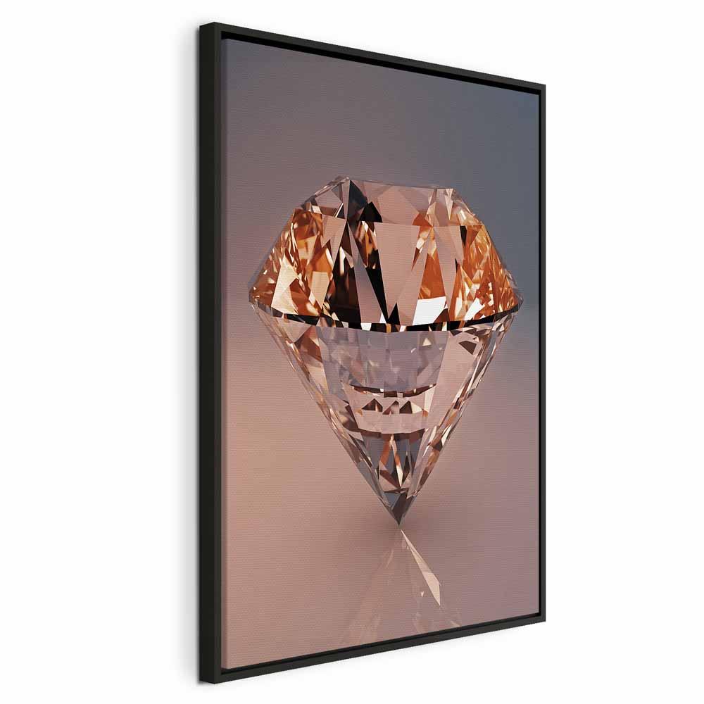 Lærredsbillede Costly Diamond lodret - abstrakt billede med diamantmotiv til væg - 80 x 120 cm - I en sort træramme