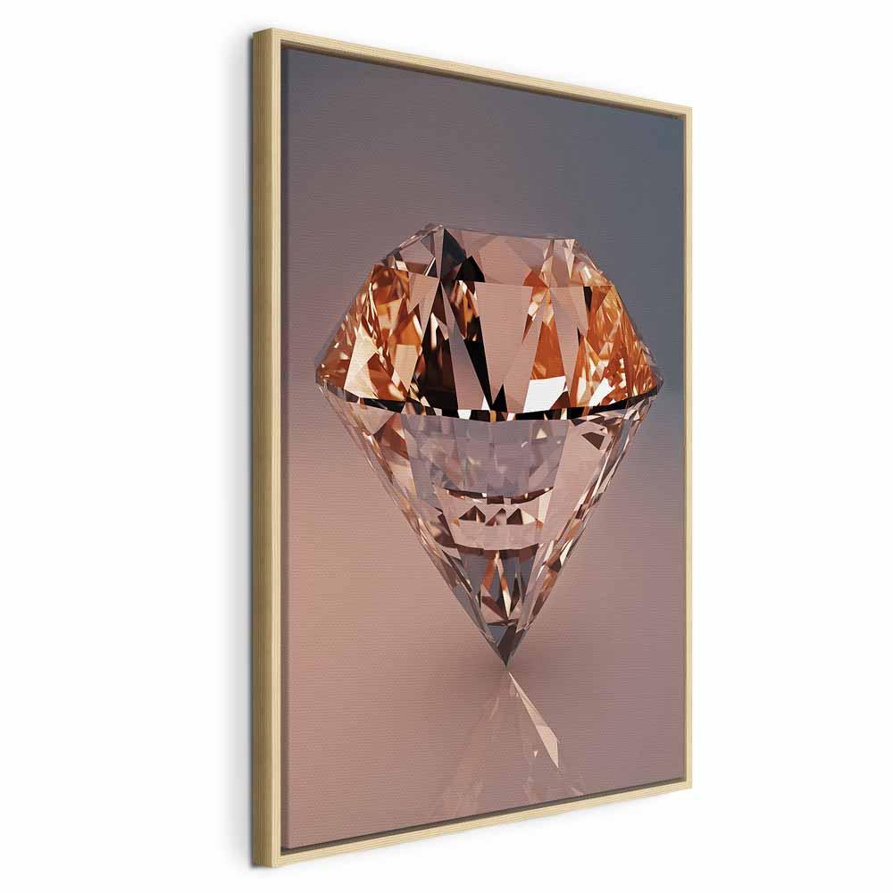 Lærredsbillede Costly Diamond lodret - abstrakt billede med diamantmotiv til væg - 80 x 120 cm - I en naturlig træramme