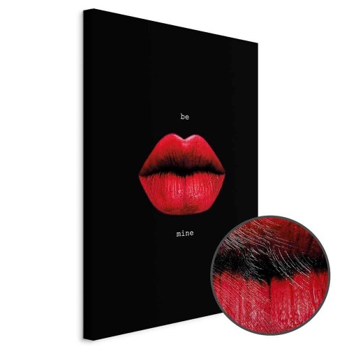 Lærredsbillede Red Lips - sort baggrund med engelsk tekst