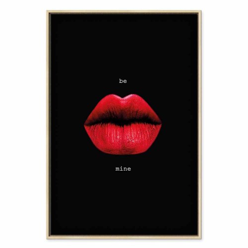 Lærredsbillede Red Lips - sort baggrund med engelsk tekst