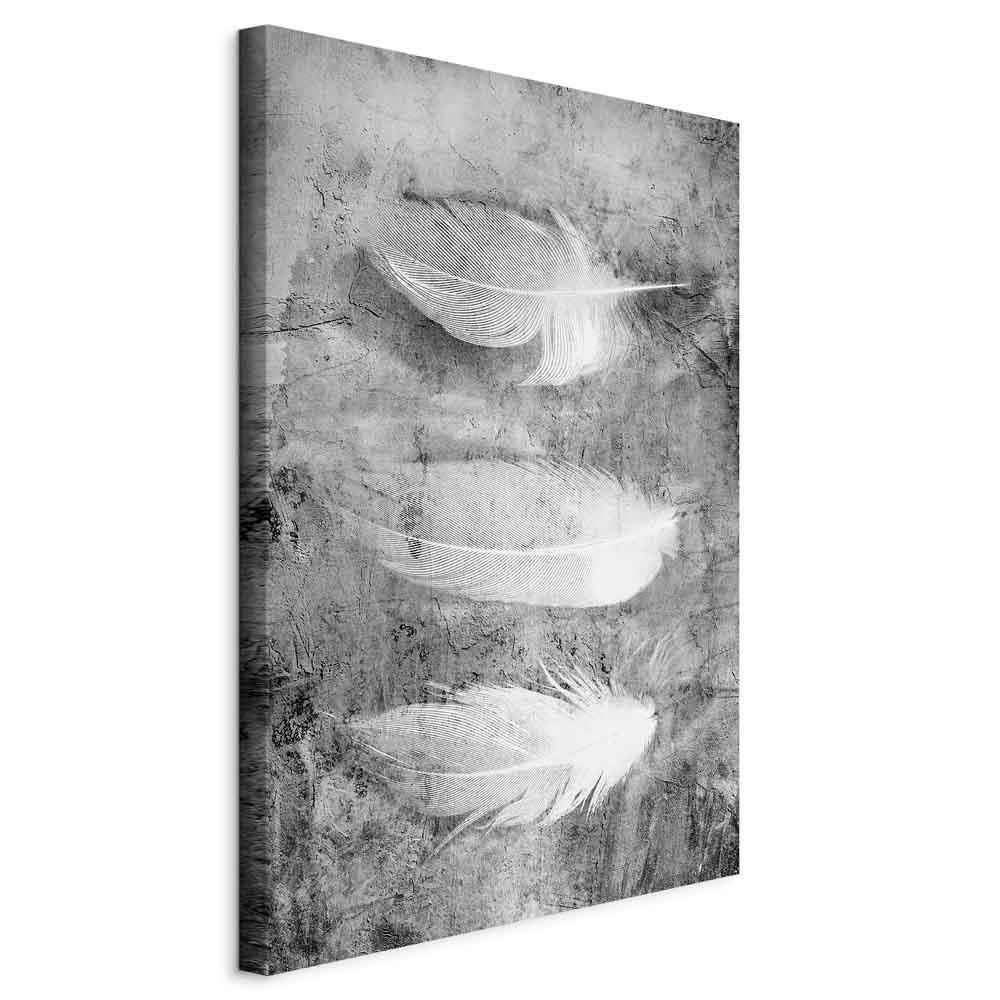 Abstrakt lærredsbillede Flygtigt Mysterium - lodret vægbillede i 1 del med fjer-motiv - 80 x 120 cm - Standard