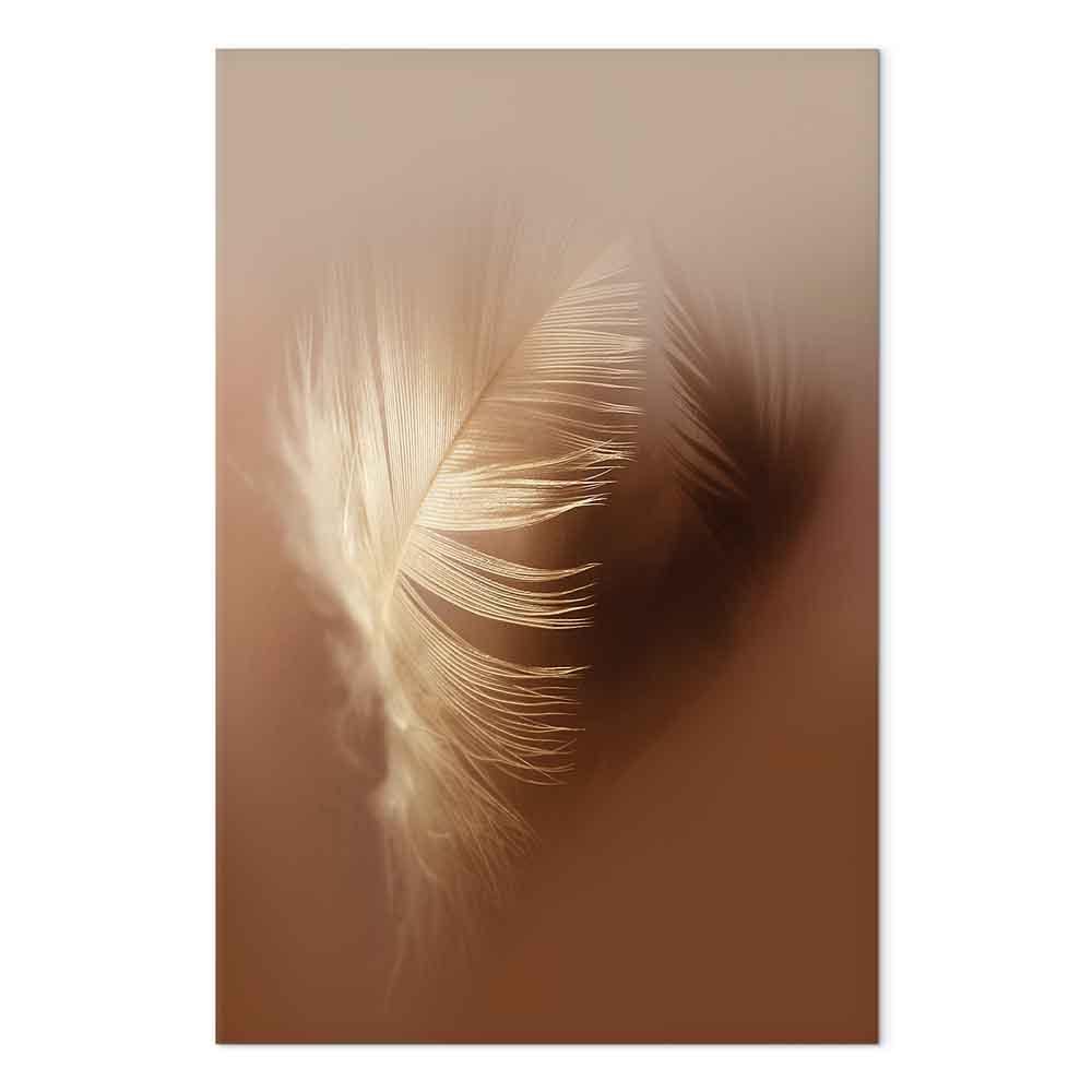 Lærredsbillede - Efterårsfnug, 1 del, lodret vægbillede med fjer-motiv - 40 x 60 cm - Akustisk