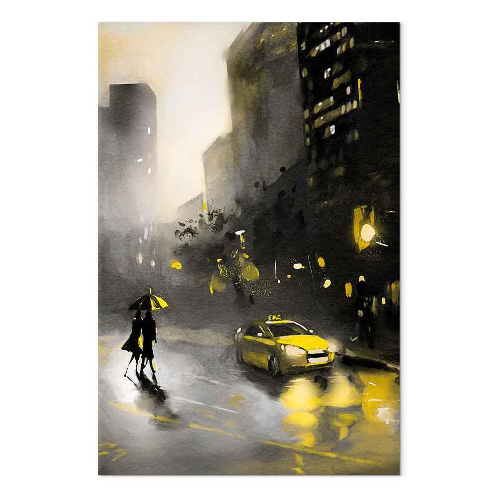 Lærredsbillede City Glow lodret vægkunst - 40 x 60 cm - Premium Print