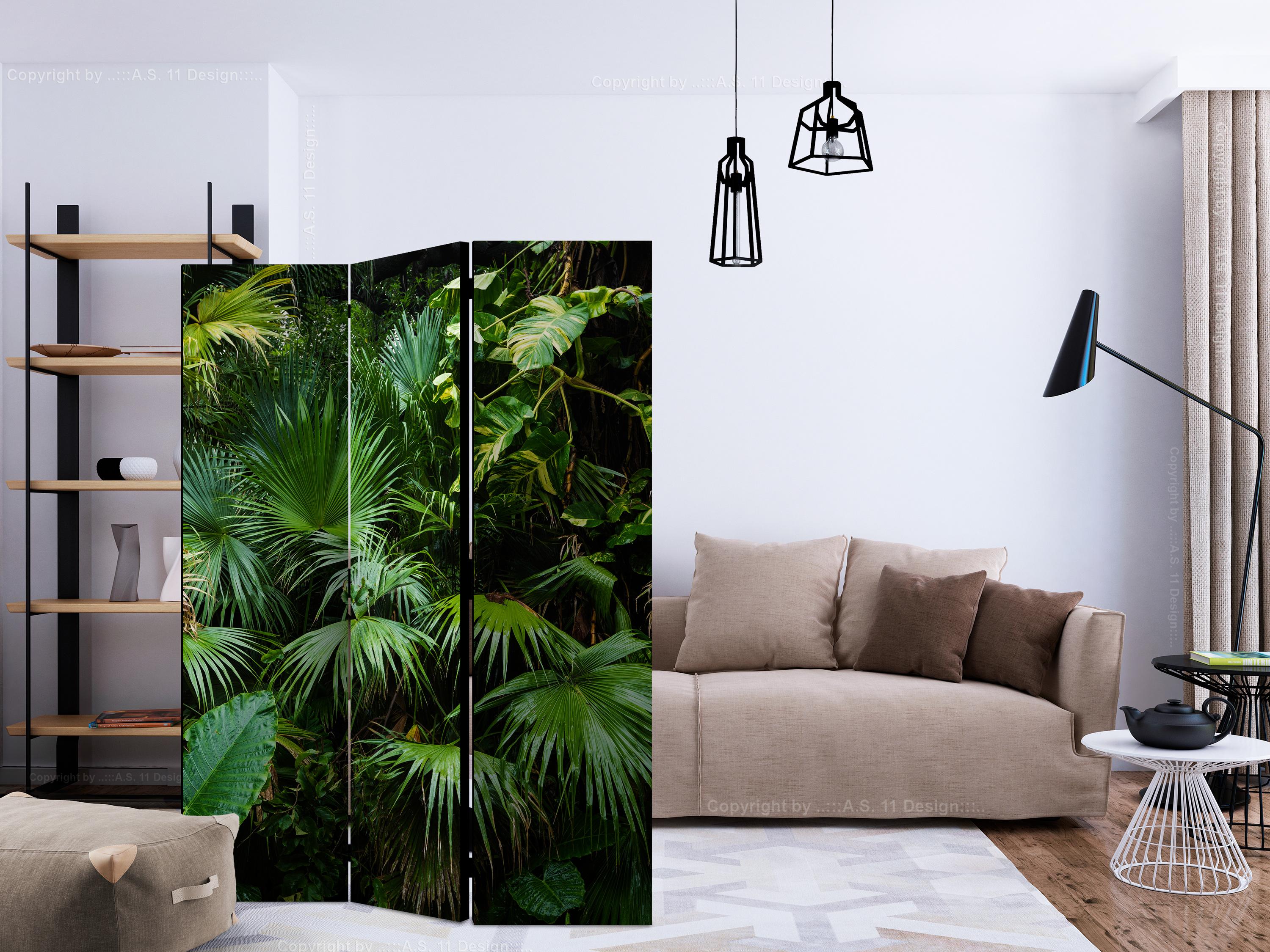 Skærmvæg Sunny Jungle 135 x 172 cm - 3-panels rumdeler - 135 x 172 cm - Enkeltsiddet