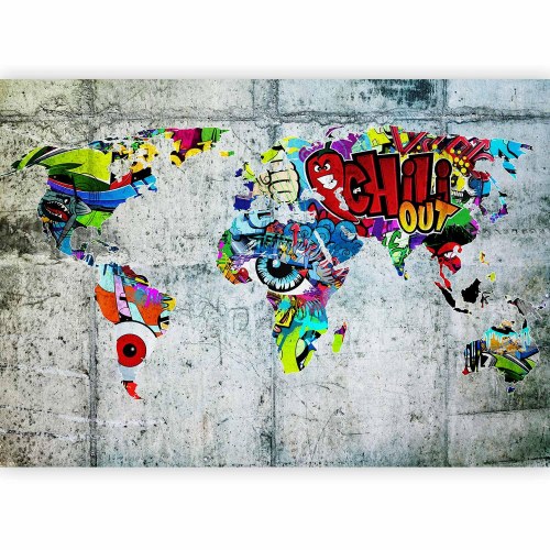 Fototapet verdenskort - Graffiti