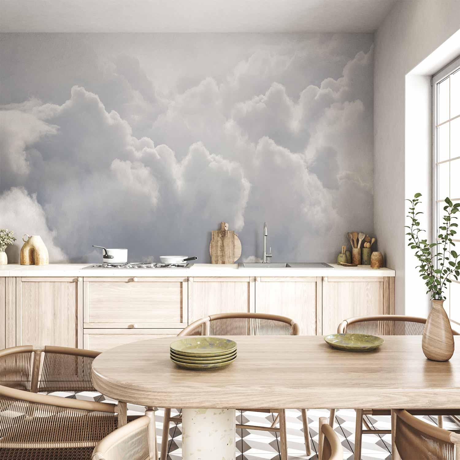 Fototapet Skyernes lethed - vægdekoration med skymotiv i flere størrelser og varianter - 400 x 280 cm - Vandtæt