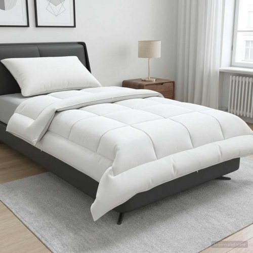 Dyne- og puddesæt 2 stk. 152 x 203 cm sommerdyne 140 GSM uld hvid