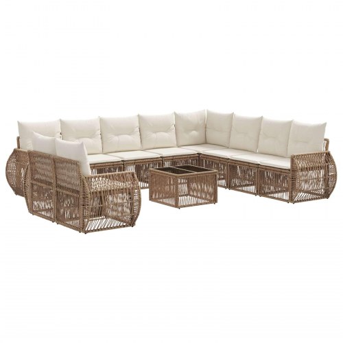 Havesofa sæt 11 stk. beige og cremehvid polyrattan