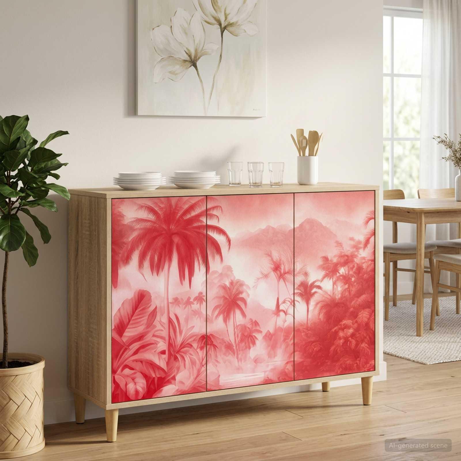Sideboard AACHEN i sonoma-eg med 3 døre 102 x 33 x 75 cm
