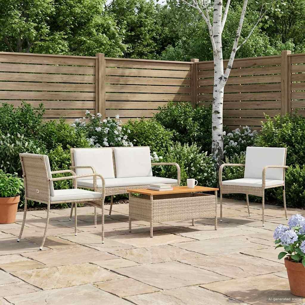 Have sæt i beige polyrattan til terrasse og altan