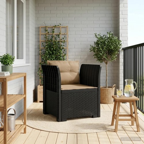 1-personers havelænestol i rattan-look med puder, antracit