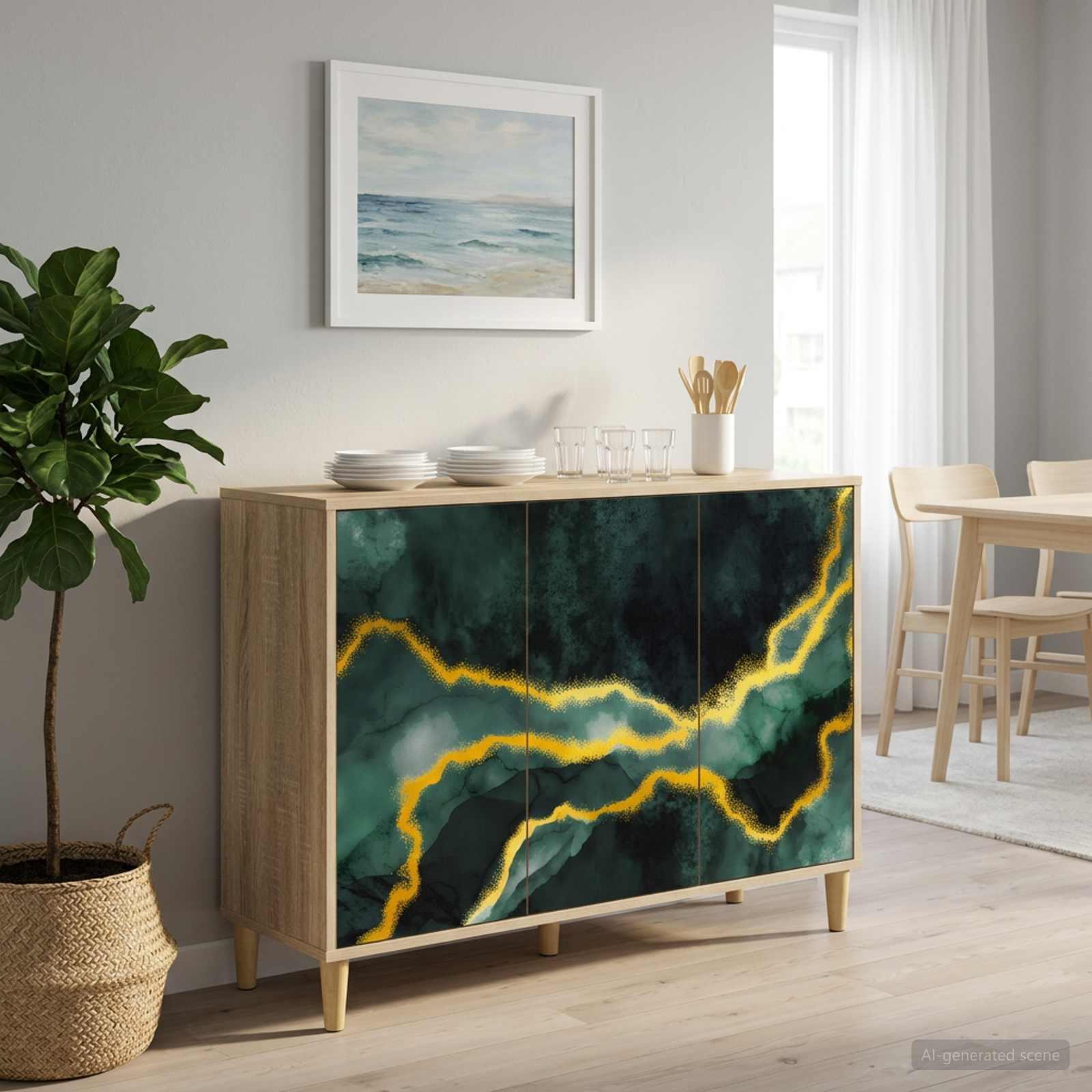 Sideboard WIJHE i sonoma-eg 102 x 33 x 75 cm - skænk i konstrueret træ