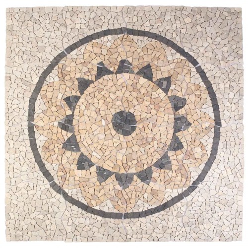 Mosaik fliser solsikke mønster flerfarvet 120 x 120 cm marmor