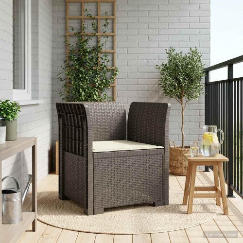 1-personers lænestol med pude i rattan-look PP, lysegrå