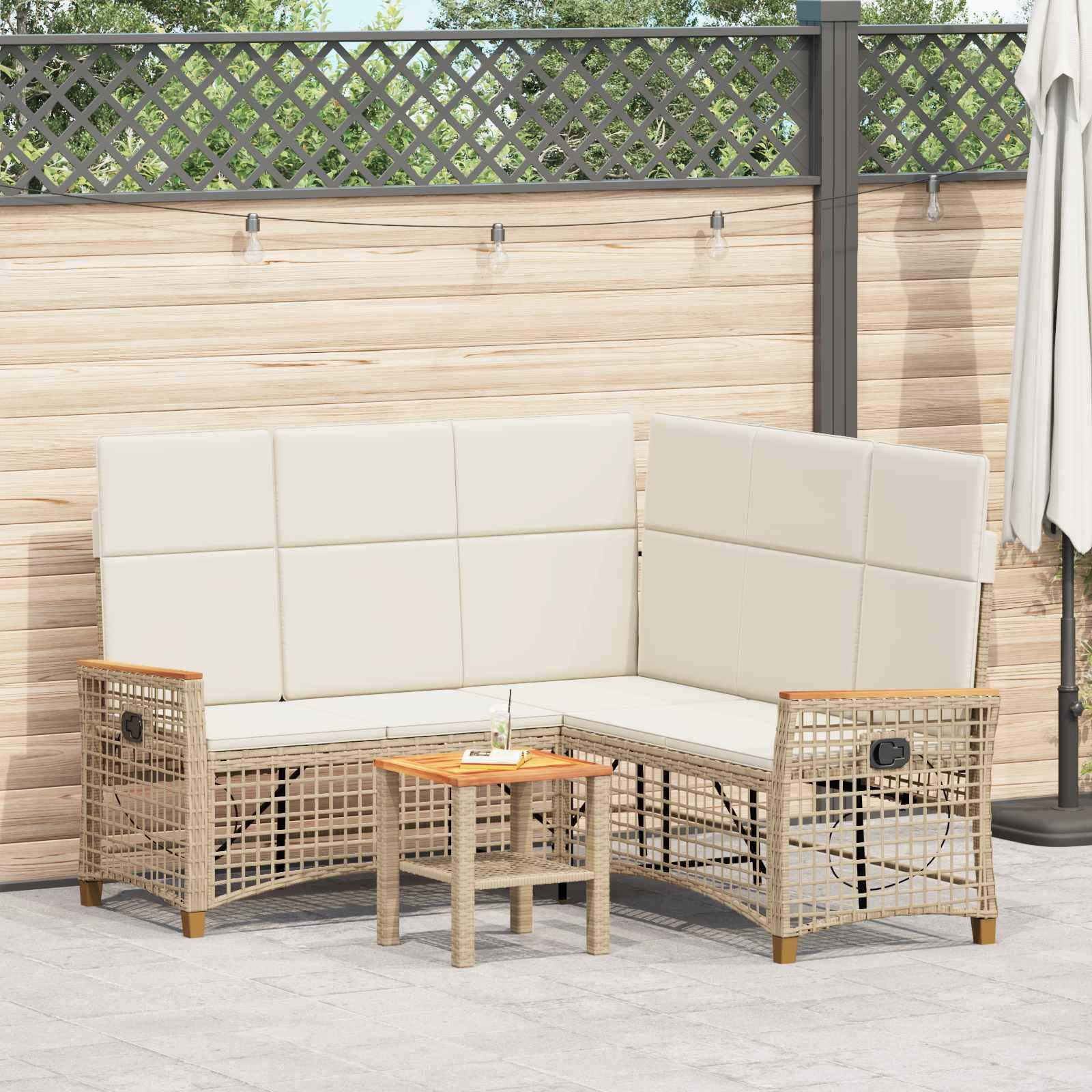 Havemøbel-sæt med reclining hjørnesofa 5 personer - beige/cremehvid