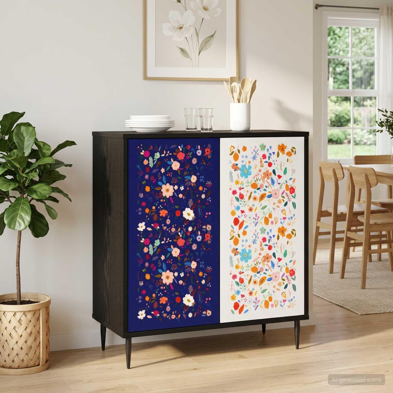 Sideboard MAINZ sort eg 69 x 33 x 76 cm med 2 låger
