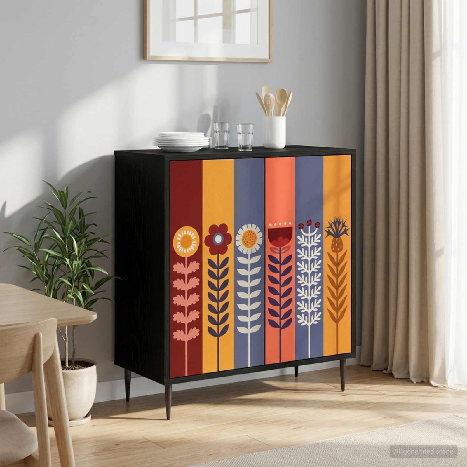 Sideboard ESSEN sort eg 69 x 33 x 76 cm med 2 døre
