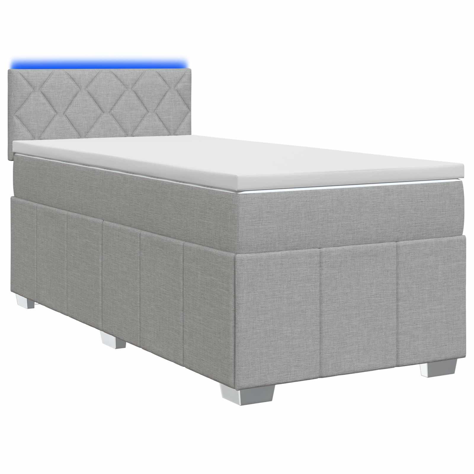 Boxmadras seng med topmadras og justerbar hovedgavl 80 x 200 cm lysegrå