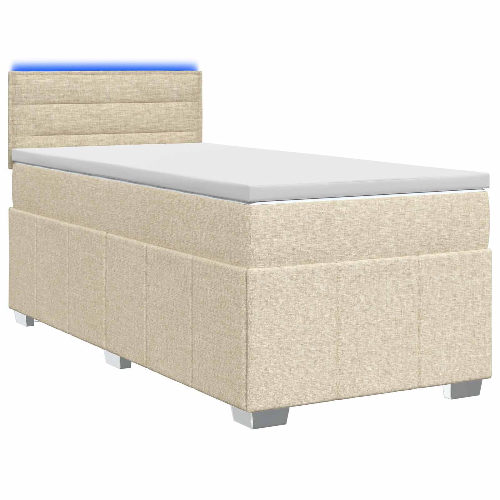 Boxmadras med topmadras og LED cremefarvet 80 x 200 cm