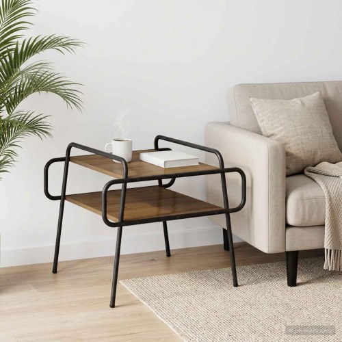 Sofabord i artisan-eg 60 x 60 x 51 cm med 2 hylder