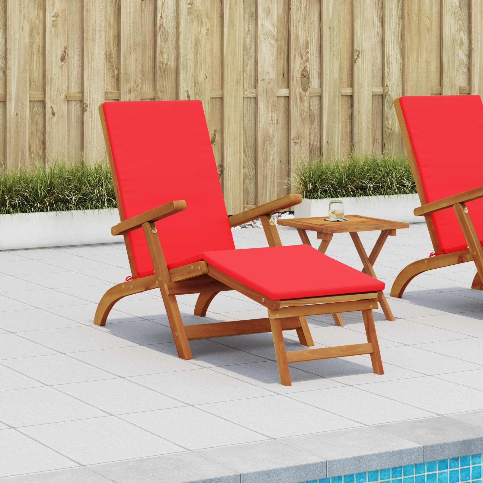 Justerbar og foldbar liggestol i massivt akacietræ 55 x 146 x 91 cm