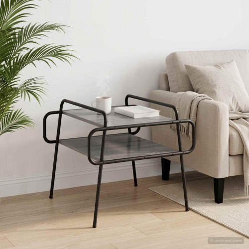 Sofabord i grå sonoma 60 x 60 x 51 cm med 2 hylder