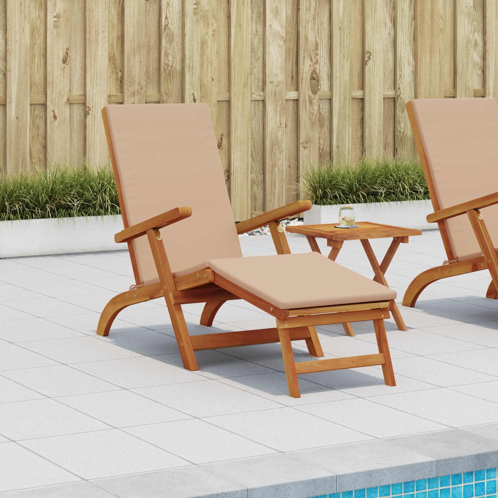 Reclinerende foldbar solseng i massivt akacietræ