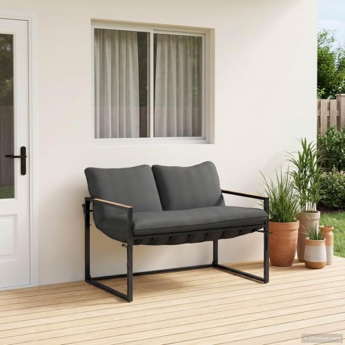 Havesofa sæt i stål til terrasse 2-pers. sort og antracit