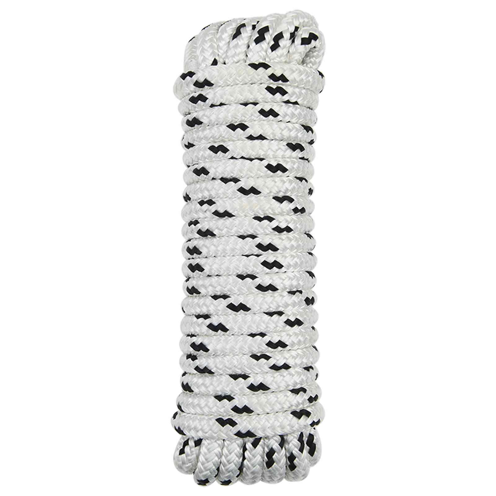 Bådsnor 12 mm 6 m i hvid og sort polyester