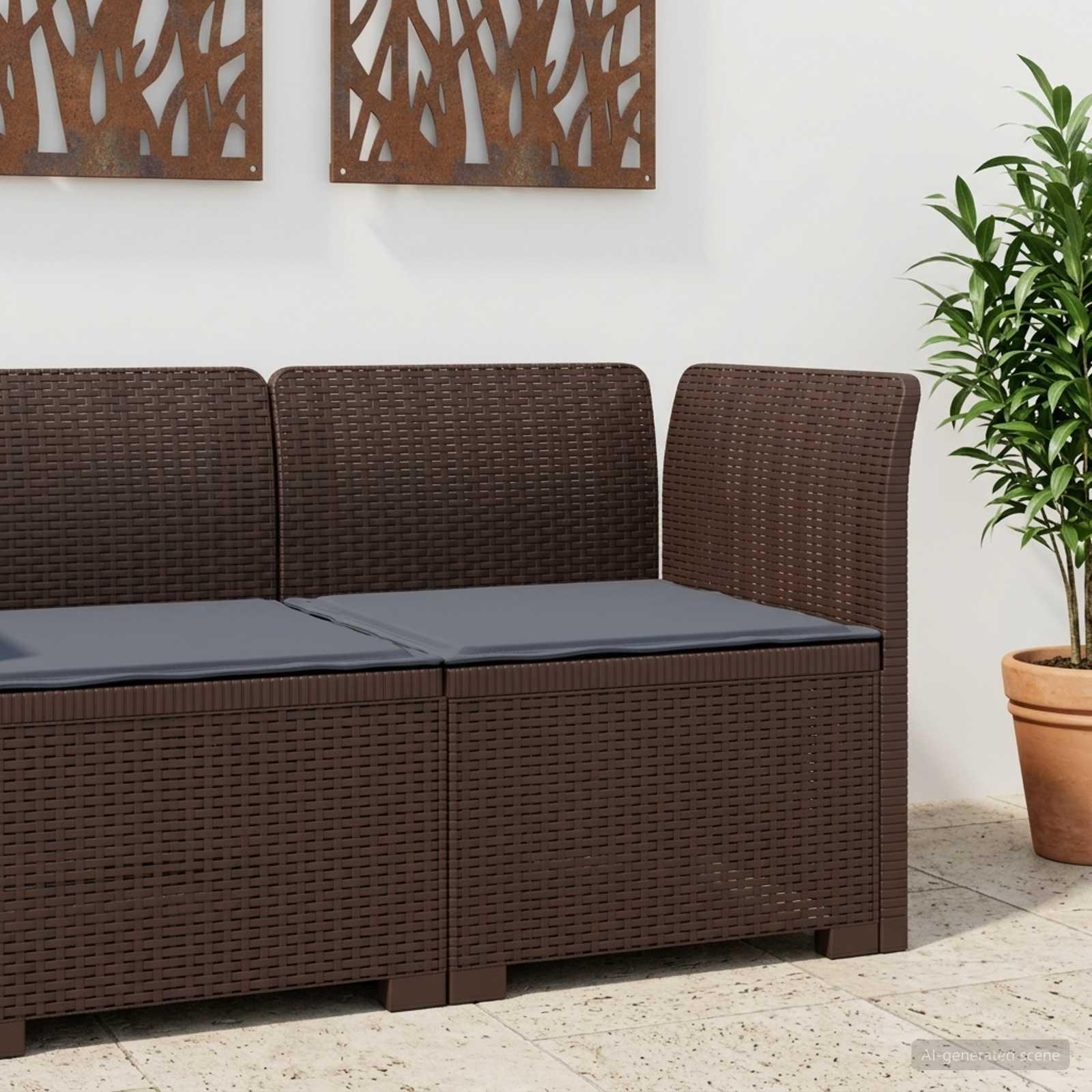1-personers havemøbelsofa i rattan look med pude - brun/lysegrå