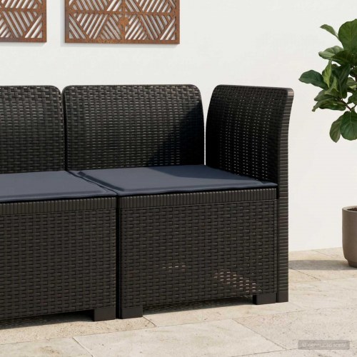 1-personers havemøbelsofa i rattan-look med pude, antracit