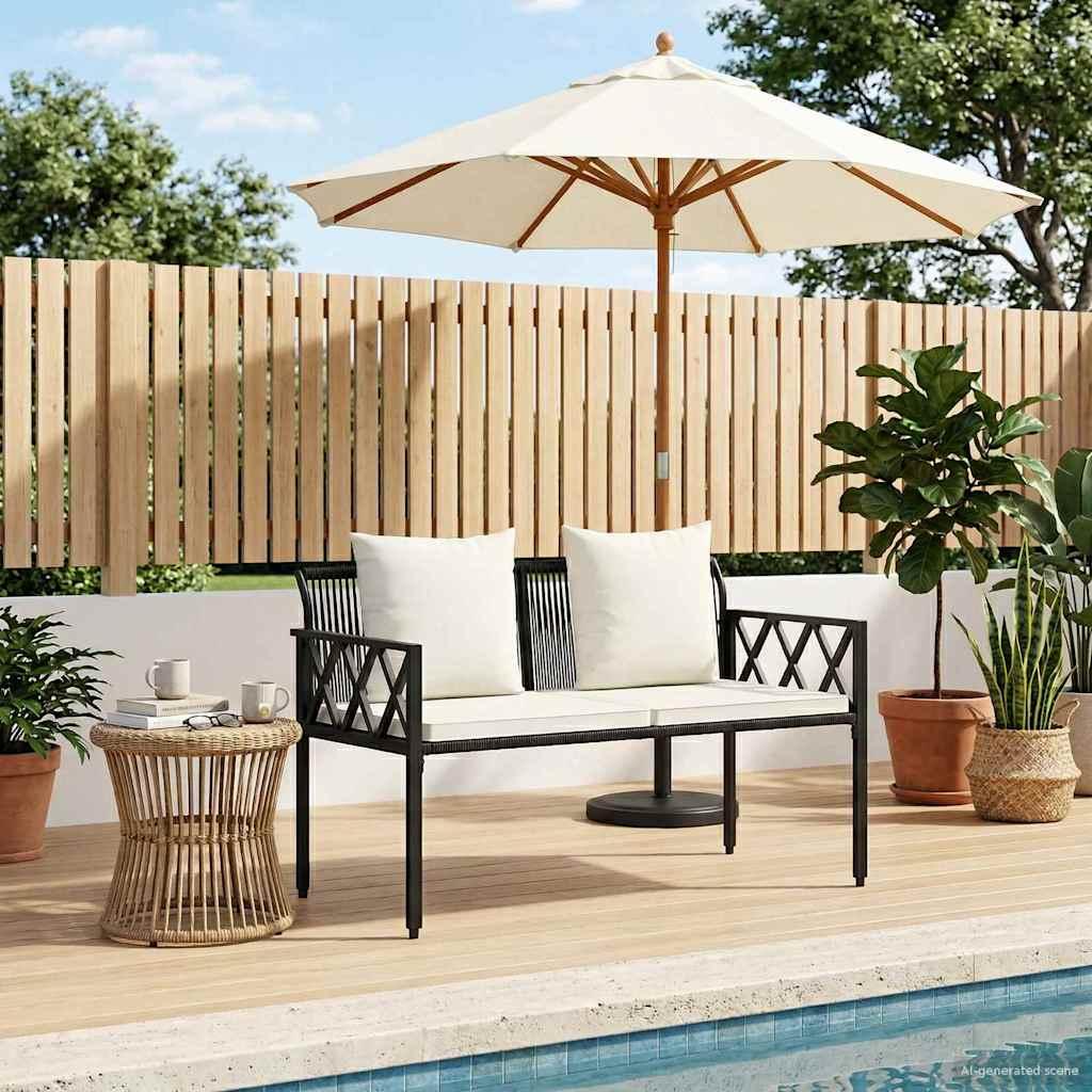 Udendørs 2-personers havebænk i polyrattan 116 x 56 x 75 cm - sort/cremehvid