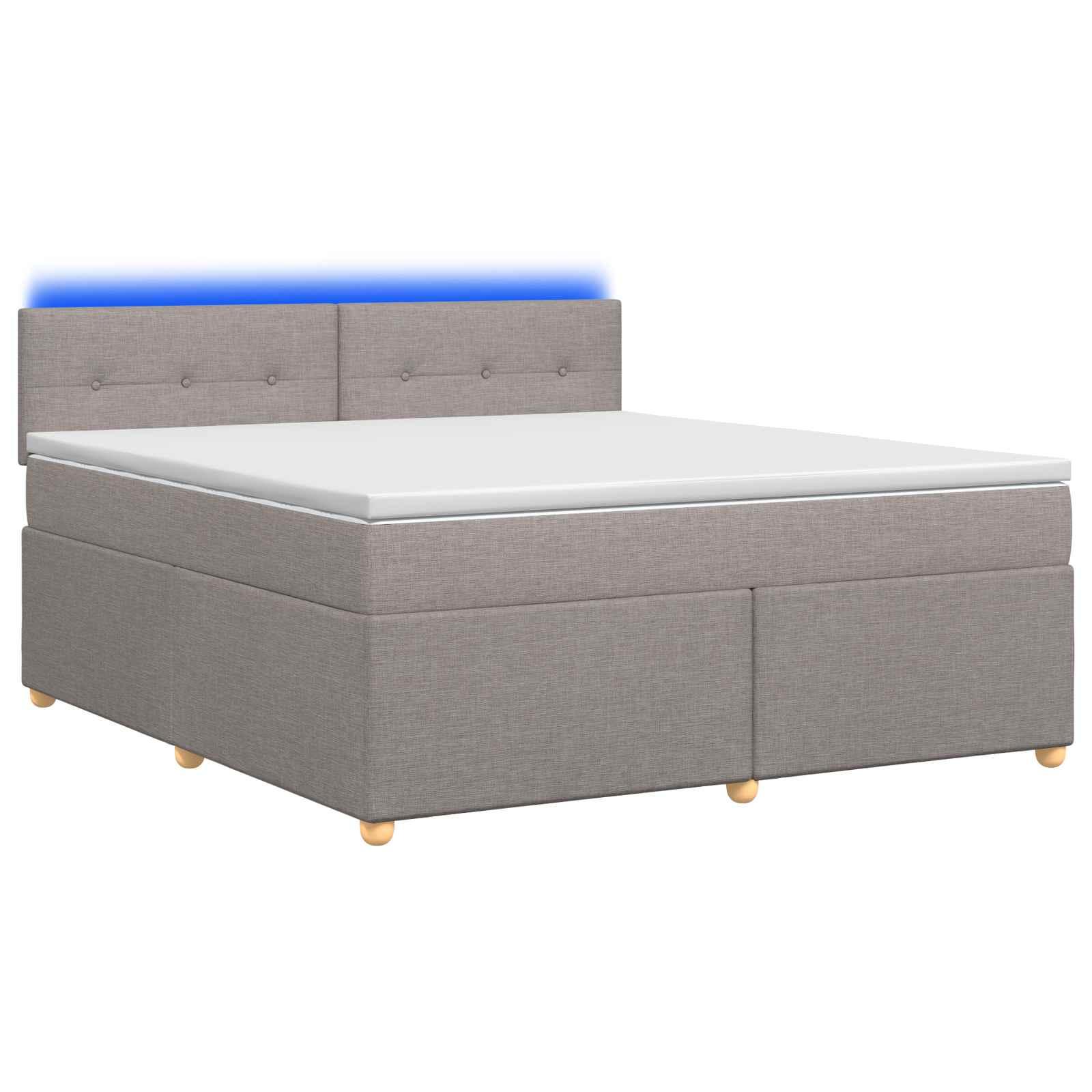 Boksmadrasseng med topmadras og LED gråbrun 160 x 200 cm