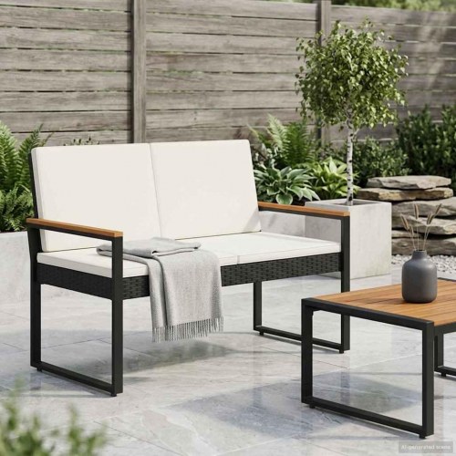 Udendørs havebænk 2-pers. i polyrattan 107 x 61 x 80 cm