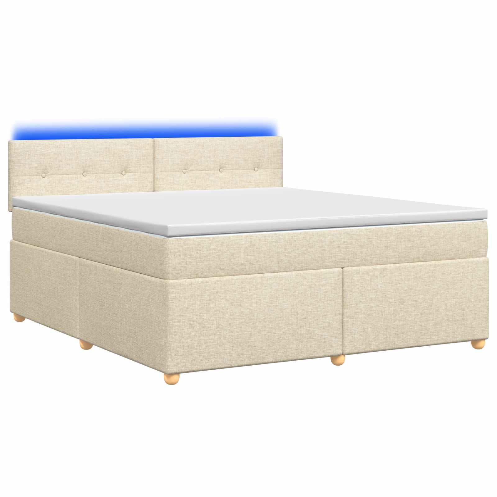 Boksmadrasseng med topmadras 140 x 190 cm cremefarvet stof