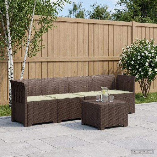 4-personers have-sofa loungesæt i rattan-look med puder, brun
