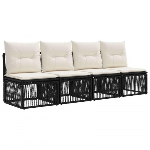 Havesofa sæt 12 stk. i sort polyrattan