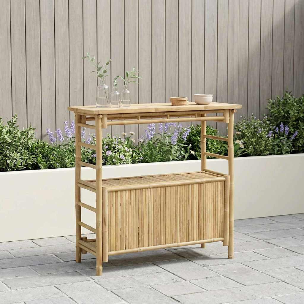 Udendørs barbord i bambus 110 x 50 x 105 cm - naturfarvet