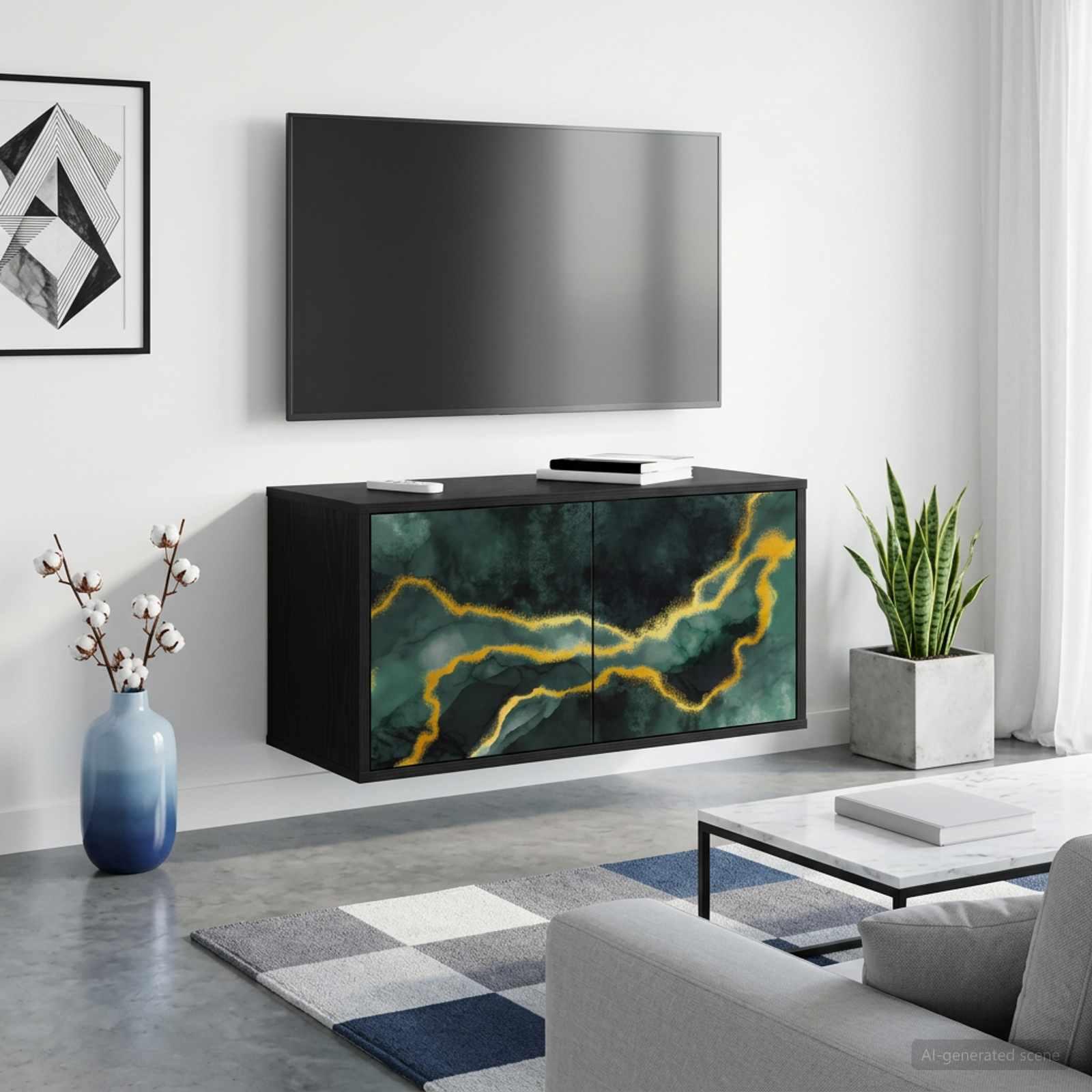 Væghængt TV-skab WIJHE 69 x 33 x 40 cm i sort eg
